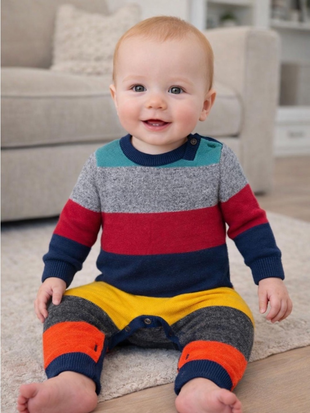 GAP Colorblock Knit Baby Onesie in Teal, Gray, Red, Navy, Yellow, Orange